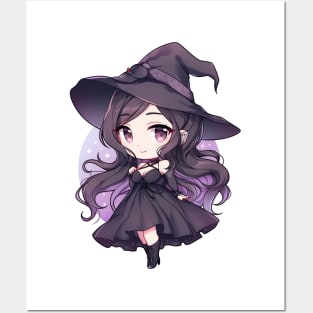 Cute Purple Halloween Witch Posters and Art